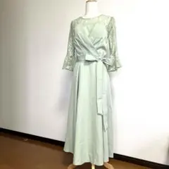 【未使用品✨️】ミントグリーン オケージョンドレス ミモレ丈 ラップスタイルドレス