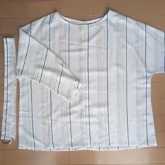 美品★Juênus（ジュエヌス ）五分袖ストライプシャツ ベルト付き