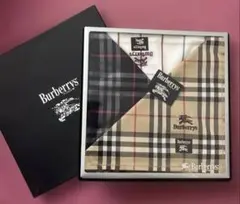 【希少旧ロゴ】新品箱付 バーバリー ハンカチ3枚セット ヴィンテージノバチェック