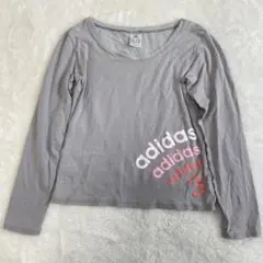 adidas カットソー　ロンT 長袖　グレー　ピンク
