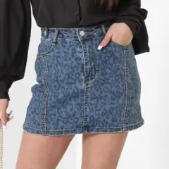 最終値下げ！！ANAP レオパード　スカパン　ミニスカート　デニムスカート