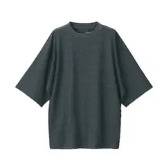 【MUJI LABO】再生コットン混太番手天竺編み五分袖プルオーバー