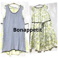 ボナペティ カットソー異素材切替 チュニワンピース ノースリーブ ワンピースのサムネイル