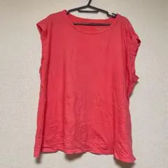 オレンジ　ノースリーブ Tシャツ 【2XL】 tシャツ 半袖　大きいサイズ