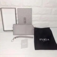 【美品】FURLA フルラ 長財布 リストレット付き グレーのサムネイル
