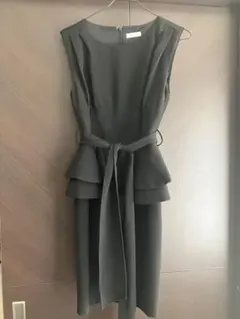 FRAY I.D/フレイアイディー、ウエストリボンペプラムワンピース美品0サイズ