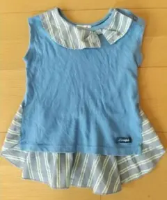 【セラフ】変形デザインカットソー 100 女の子 水色 シャツ 着画
