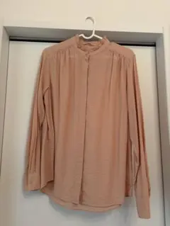 H&M フリルネックブラウス 長袖 ピンク