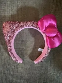 usjキティピンク スパンコール リボン カチューシャ