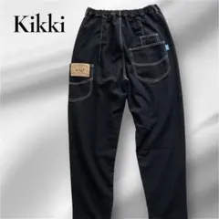kikki 大人可愛い　デニムパンツ　ゆったりブラック　紙パッチ　カーゴパンツ