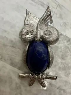 フクロウモチーフ 天然石 ペンダントトップ 925シルバー ターコイズ