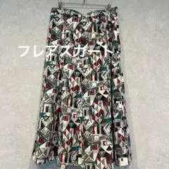 幾何学模様 フレアスカート　ハンドメイド　レディースボトム