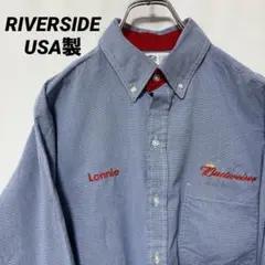 N-5607 RIVERSIDE アメリカ古着 USA製ワークシャツ長袖刺繍M