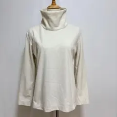 ユニクロUNIQLOフリースタートルネックカットソー（XL）白系　首元あったか✨