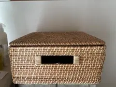 正方形ラタンバスケット