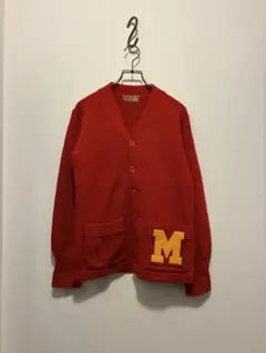 50s vintage レタードニット カレッジ レッド USAカーディガンのサムネイル