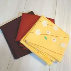 【美品】 風呂敷　無地 紫　無地 赤　桜柄 黄色　3枚セット