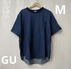 【値下げ】メンズ　GU デニムビッグプルオーバーシャツ　M