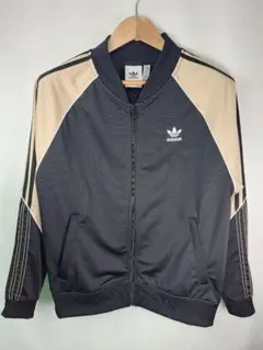 adidas トラックジャケット 黒 ベージュ トレフォイル 美品 L