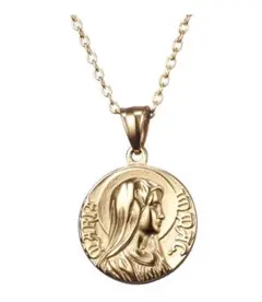 マリア様像　メダイネックレス　ゴールド