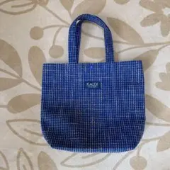 KALDI エコバッグ 青 チェック柄未使用