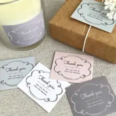 サンキューシール モコモコフレーム 【くすみカラー】 48枚