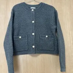【新品】GU ダブルポケット ニットジャケット グレー M