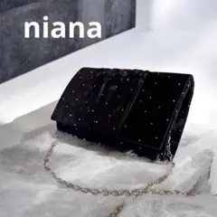 ✨極美品✨ニアナ ラインストーン ベロア クラッチバッグ ショルダー ミニのサムネイル