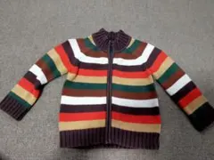 babyGap カーディガン サイズ90 赤緑白ストライプ　ニット