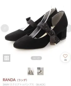 RANDA 3WAY パンプス ブラック　黒　オケージョン　結婚式　ランダ　Lのサムネイル