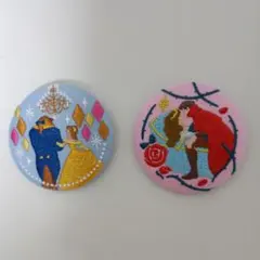 刺繍缶バッジ2個セット　ディズニー