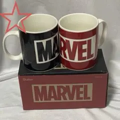 ☆MARVEL マーベル ロゴ マグカップ 黒 赤 2個セット Skaterのサムネイル