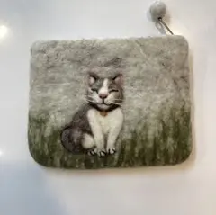 感謝価格 猫柄 パッチワーク 持ち手あり16cmファスナーポーチ