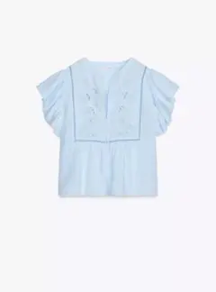 ZARA フリル付きショートスリーブシャツ