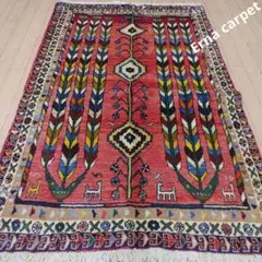 手織りペルシャ絨毯　中古　美品　シールジャン産　185×111cm 希少ラグ 手織りペルシャ絨毯 中古 美品 シールジャン産 157×100 ラグ