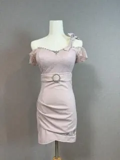 Dazzyストア ピンク レース オフショル S ミニドレス