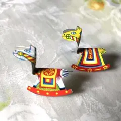 昭和レトロ　昭和の古い木馬2個セット 超レアな木馬です　ブリキ製