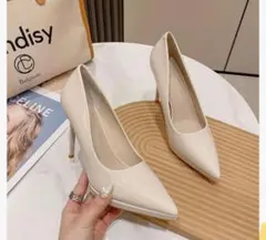 レディース　パンプス　ポインテッドトゥ ハイヒール 白ヒールのサムネイル