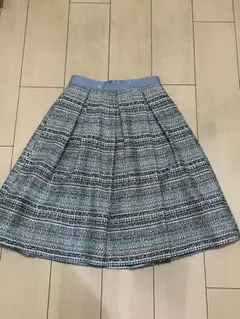 ミーアンドミークチュールツイードフレアスカートブルー系グリーン系