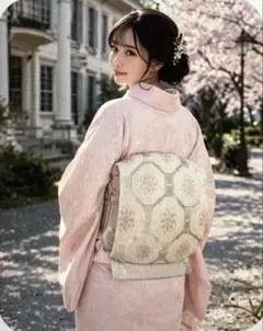 ◾️六通柄袋帯唐織◾️雲隠れ花文◾️金銀糸 正絹 逸品