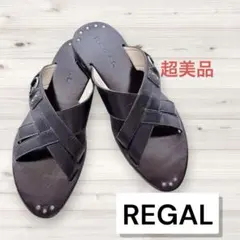 【美品希少】REGAL リーガル　レザーサンダル　ブラック　黒　L ほぼ未使用のサムネイル