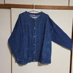超メルカリ市期間㊥のみ出品～オーバーサイズ…ノーカラーデニムジャケット(⌒‐⌒)