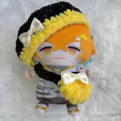 【黒＆黄色】ベレー帽 ポシェット セット にじぱぺっと ぬい服 10cm