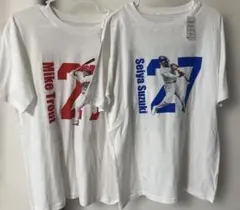 新品未使用　鈴木誠也　マイクトラウト　サイン入りTシャツのサムネイル