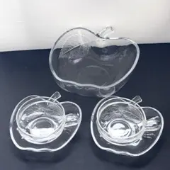 曽我ガラス　りんご鉢　カップ　皿　セット
