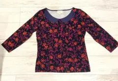 LAURA ASHLEY/花柄 7分袖Tシャツ Lサイズ