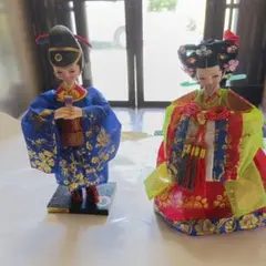 新品】韓国 伝統人形 民族衣装 韓服 チマチョゴリ ペア 置物
