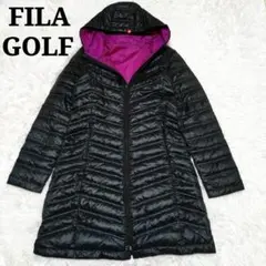 FILAGOLF フィラ ロング ダウンコート フーディ ブラック 黒 M