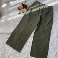 美品【HIROKO BIS/ヒロコビス】オリーブグリーン ワイドパンツ (11)