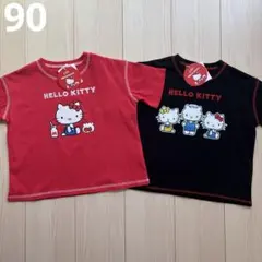 【サンリオ】キティ キャラクター 赤 黒 Tシャツ 90